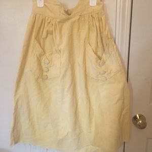 Vintage pale yellow midi skirt with pockets